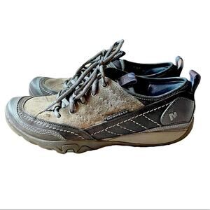 MERRELL Mimosa Lace Up Low‎ Top Black Gray Suede Hiking Shoes Size 6